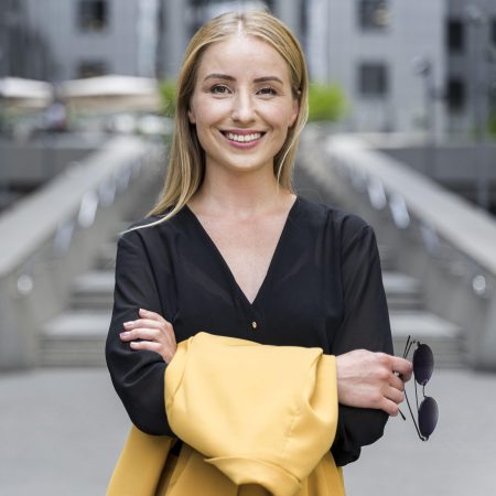 front-view-smiley-business-woman